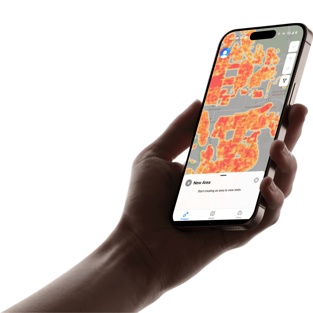 LazyRep mobile interface showing a prospect map and heatmap